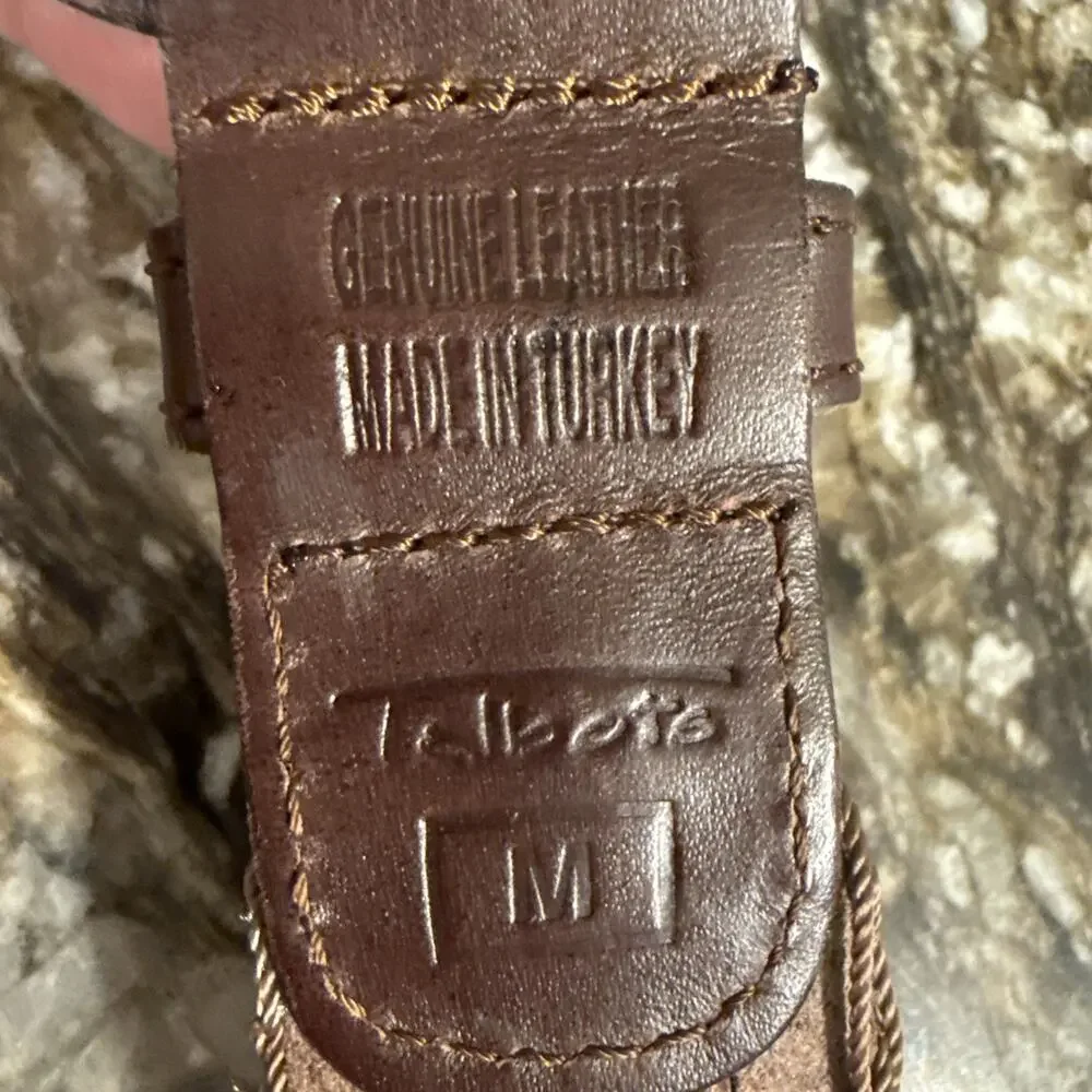 Talbots Women’s brown leather and straw woven belt Size M